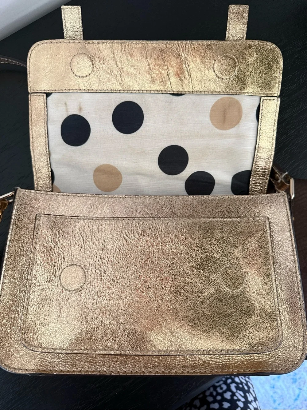 Kate Spade Metallic Flicker Scout Gold Messenger Crossbody Bag